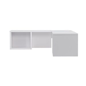 SEI Furniture Flynn Floating Wall Mount Corner Desk - Storage Cubbies - Pure White Finish