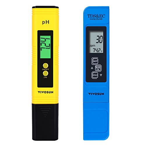 VIVOSUN pH and TDS Meter Combo, 0.05ph High Accuracy Pen Type pH Meter ± 2% Readout Accuracy 3-in-1 TDS EC Temperature Meter for Hydroponics, Household Drinking, and Aquarium, UL Certified