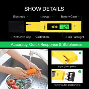 VIVOSUN pH and TDS Meter Combo, 0.05ph High Accuracy Pen Type pH Meter ± 2% Readout Accuracy 3-in-1 TDS EC Temperature Meter for Hydroponics, Household Drinking, and Aquarium, UL Certified