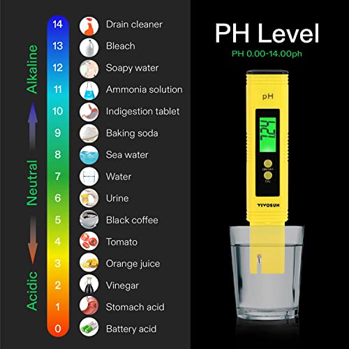 VIVOSUN pH and TDS Meter Combo, 0.05ph High Accuracy Pen Type pH Meter ± 2% Readout Accuracy 3-in-1 TDS EC Temperature Meter for Hydroponics, Household Drinking, and Aquarium, UL Certified