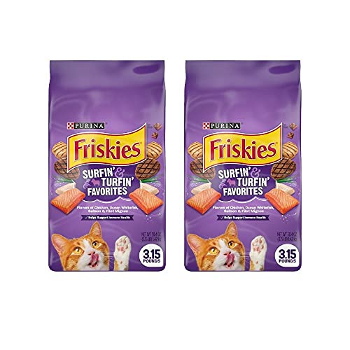 Purina Friskies Surfin' & Turfin' Favorites Dry Cat Food, 3.15 Lb Bag (Pack Of 2)