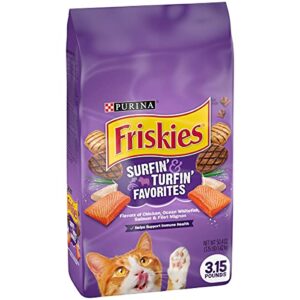 Purina Friskies Surfin' & Turfin' Favorites Dry Cat Food, 3.15 Lb Bag (Pack Of 2)