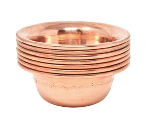 brass copper offering bowl set of 7 tibetan buddhist alar supplies for meditation yoga burning incense ritual smudging decoration by mudra crafts 3.25 inches copper tone