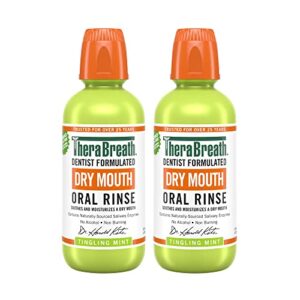 therabreath dry mouth dentist recommended oral rinse, tingling mint, 16 fl oz (pack of 2)