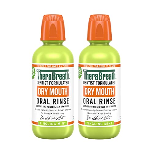 TheraBreath Dry Mouth Dentist Recommended Oral Rinse, Tingling Mint, 16 Fl Oz (Pack of 2)