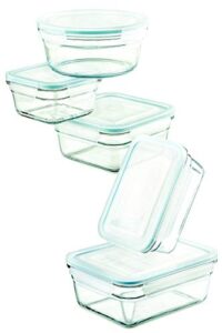 glasslock airtight anti-spill proof tempered storage containers 10pc set~microwave & oven safe