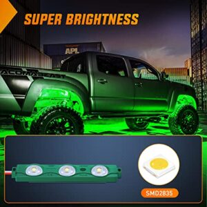 Nilight TR-117-H 8PCS Truck Pickup Bed Light 24LED Green Cargo Rock Lighting Kits with Switch for Van Off-Road Under Car Side Marker Foot Wells Rail, 2 Years Warranty