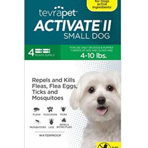 Activate II Flea and Tick Prevention for Dogs | 4 Count | Small Dogs 4-10 lbs | Topical Drops | 4 Months Flea Treatment