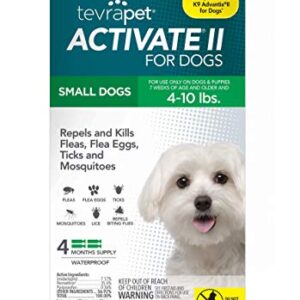 Activate II Flea and Tick Prevention for Dogs | 4 Count | Small Dogs 4-10 lbs | Topical Drops | 4 Months Flea Treatment