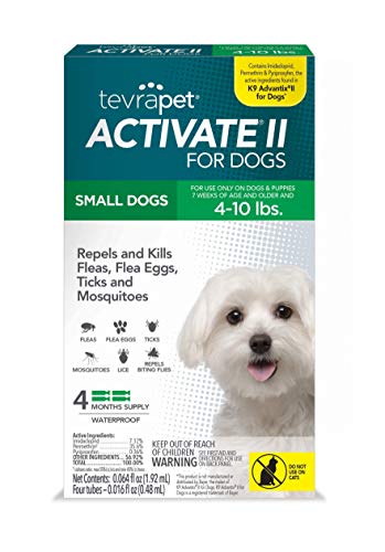 Activate II Flea and Tick Prevention for Dogs | 4 Count | Small Dogs 4-10 lbs | Topical Drops | 4 Months Flea Treatment