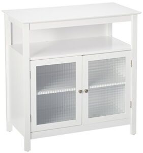 kings brand furniture white finish wood kitchen storage buffet cabinet with glass doors