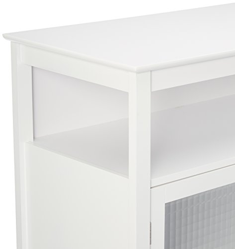 Kings Brand Furniture White Finish Wood Kitchen Storage Buffet Cabinet With Glass Doors