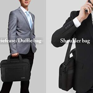 15.6 Inch Laptop Bag, Water Resisatant Briefcase Laptop Case for Men Women, Stylish Nylon Multi-Functional Computer Shoulder Bag for Business Travel School, Fit 15.6 15 Inch Laptop, Black