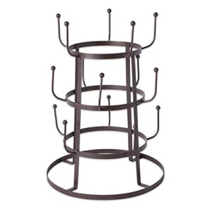 dii metal kitchen storage collection 3-tier mug tree stand, 9.5x12.75, rustic bronze