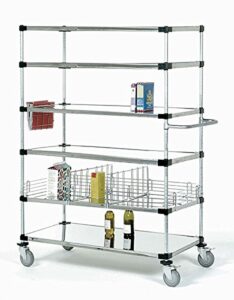 omega 24" deep x 42" wide x 69" high 6 tier stainless steel solid mobile shelving unit with 1200 lb capacity
