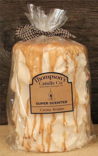 Thompson's Candle Co Super Scented LG (44 oz) Pillar 200 Hrs "Creme Brulee"