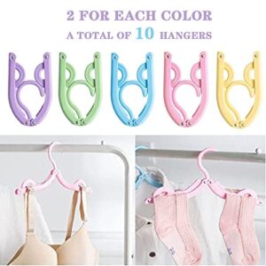 10 Pcs Plastic Travel Hangers - Portable Folding Clothes Hangers Travel Accessories Foldable Clothes Drying Rack for Travel