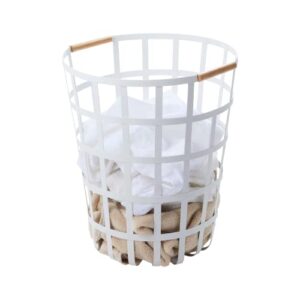 yamazaki home tosca round laundry basket white,