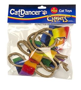 cat dancer products cat chaser with colorful fleece, interective toy for exercise (pack of 6)