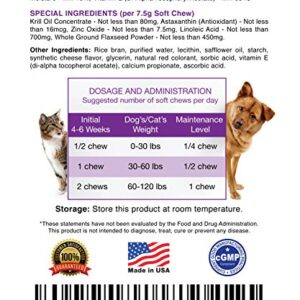 #1 Premium Antarctic Krill Oil Soft Chews for Dogs | Rich in Omega 3 | Astaxanthin | Vitamin E | For Skin and Coat | Low Allergen | Low Calorie | cGMP Certified | Made in USA | 60 Savory Soft Chews