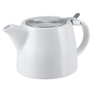 belinlen 18 oz tea pot with infuser and sls lid (white)