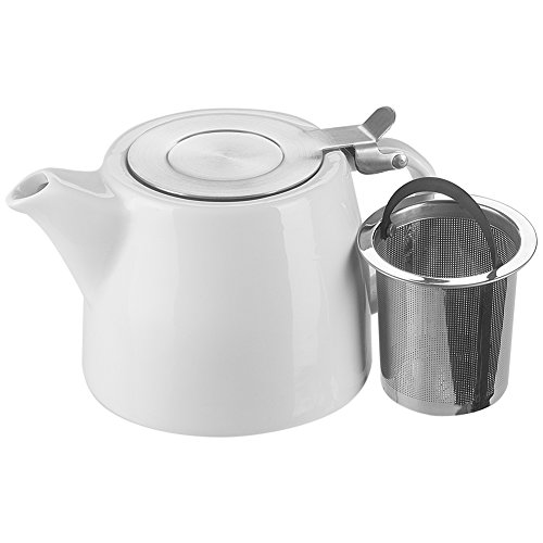 Belinlen 18 oz Tea pot with infuser and SLS lid (White)