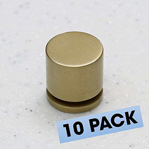 10 Pack - Hamilton Bowes - 1" - Round Cabinet Knob - 380-SB (Satin Brass) - Modern Gold/Brushed Brass/Natural