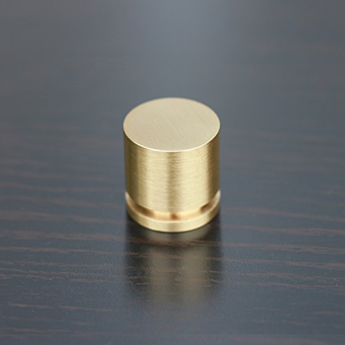 10 Pack - Hamilton Bowes - 1" - Round Cabinet Knob - 380-SB (Satin Brass) - Modern Gold/Brushed Brass/Natural