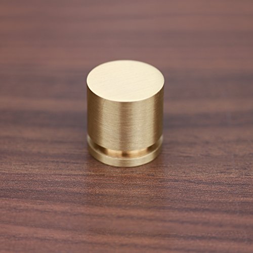 10 Pack - Hamilton Bowes - 1" - Round Cabinet Knob - 380-SB (Satin Brass) - Modern Gold/Brushed Brass/Natural