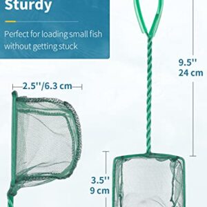 Pawfly 4 Inch Aquarium Fish Net with Braided Metal Handle Small Square Net with Soft Fine Mesh Sludge Food Residue Wastes Skimming Cleaning Net for Fish Tanks Small Koi Ponds and Pools