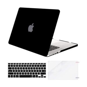 mosiso case only compatible with macbook pro retina 13 inch (models: a1502 & a1425) (older version release 2015 - end 2012), plastic hard shell case & keyboard cover & screen protector, black