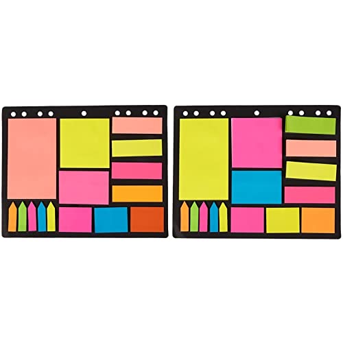 2 Pack Divider Sticky Notes Memo Set for Binders, Notebooks, Planners w/ Index Tabs, Flags (Multicolored)