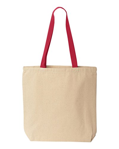 shop4ever California Bear Flag Vintage Cotton Canvas Tote Reusable Shopping Bag 10 oz Natural - Red 1 Pack Colored Handle