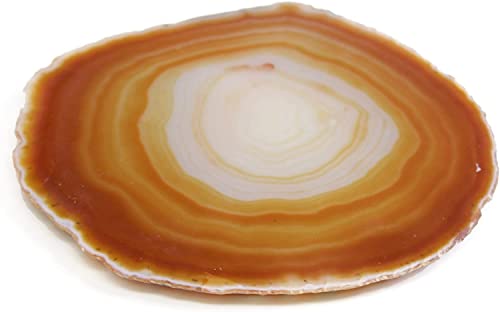 Gift Set of Four Genuine Brazilian (3.5"- 4") Agate Coasters. Includes Protective Rubber Bumpers - Natural