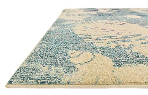 Unique Loom Positano Collection Coastal Modern Coral Lobster Shells Light Blue Area Rug (5' x 8')