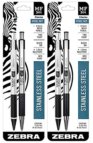 Zebra M/F-301 The Original Mechanical Pen & Pencil Set, Fine Point (57011) 2 Pack