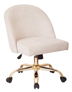 osp home furnishings layton mid-back adjustable office chair with 5-star base, gold finish and oyster velvet