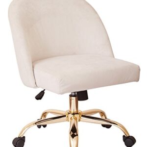 OSP Home Furnishings Layton Mid-Back Adjustable Office Chair with 5-Star Base, Gold Finish and Oyster Velvet