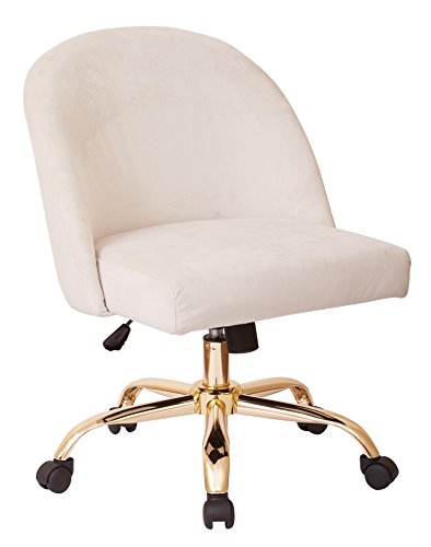 OSP Home Furnishings Layton Mid-Back Adjustable Office Chair with 5-Star Base, Gold Finish and Oyster Velvet