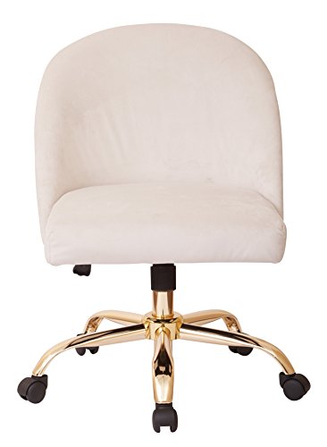 OSP Home Furnishings Layton Mid-Back Adjustable Office Chair with 5-Star Base, Gold Finish and Oyster Velvet