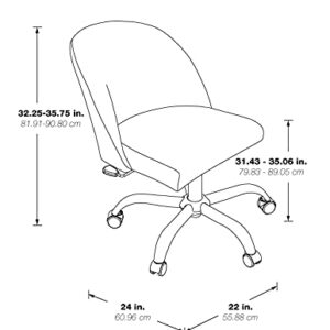 OSP Home Furnishings Layton Mid-Back Adjustable Office Chair with 5-Star Base, Gold Finish and Oyster Velvet