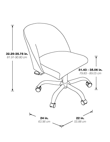 OSP Home Furnishings Layton Mid-Back Adjustable Office Chair with 5-Star Base, Gold Finish and Oyster Velvet