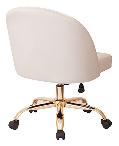 OSP Home Furnishings Layton Mid-Back Adjustable Office Chair with 5-Star Base, Gold Finish and Oyster Velvet