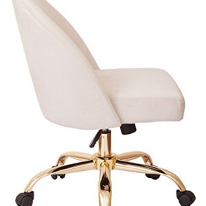 OSP Home Furnishings Layton Mid-Back Adjustable Office Chair with 5-Star Base, Gold Finish and Oyster Velvet