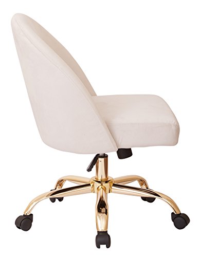 OSP Home Furnishings Layton Mid-Back Adjustable Office Chair with 5-Star Base, Gold Finish and Oyster Velvet