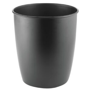 mDesign Small Steel Round Trash Can Bucket - 1.5 Gallon Wastebasket, Garbage Container Bin for Bathroom, Powder Room, Bedroom, Kitchen, Home Office - Malloy Collection - 2 Pack - Matte Black