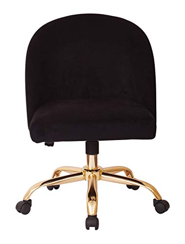 OSP Home Furnishings Layton Mid-Back Adjustable Office Chair with 5-Star Base, Gold Finish and Black Velvet