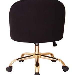 OSP Home Furnishings Layton Mid-Back Adjustable Office Chair with 5-Star Base, Gold Finish and Black Velvet