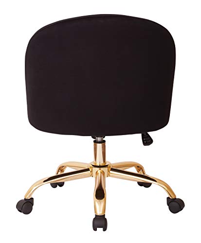 OSP Home Furnishings Layton Mid-Back Adjustable Office Chair with 5-Star Base, Gold Finish and Black Velvet