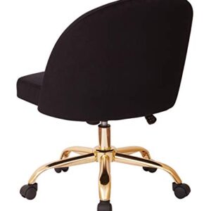 OSP Home Furnishings Layton Mid-Back Adjustable Office Chair with 5-Star Base, Gold Finish and Black Velvet